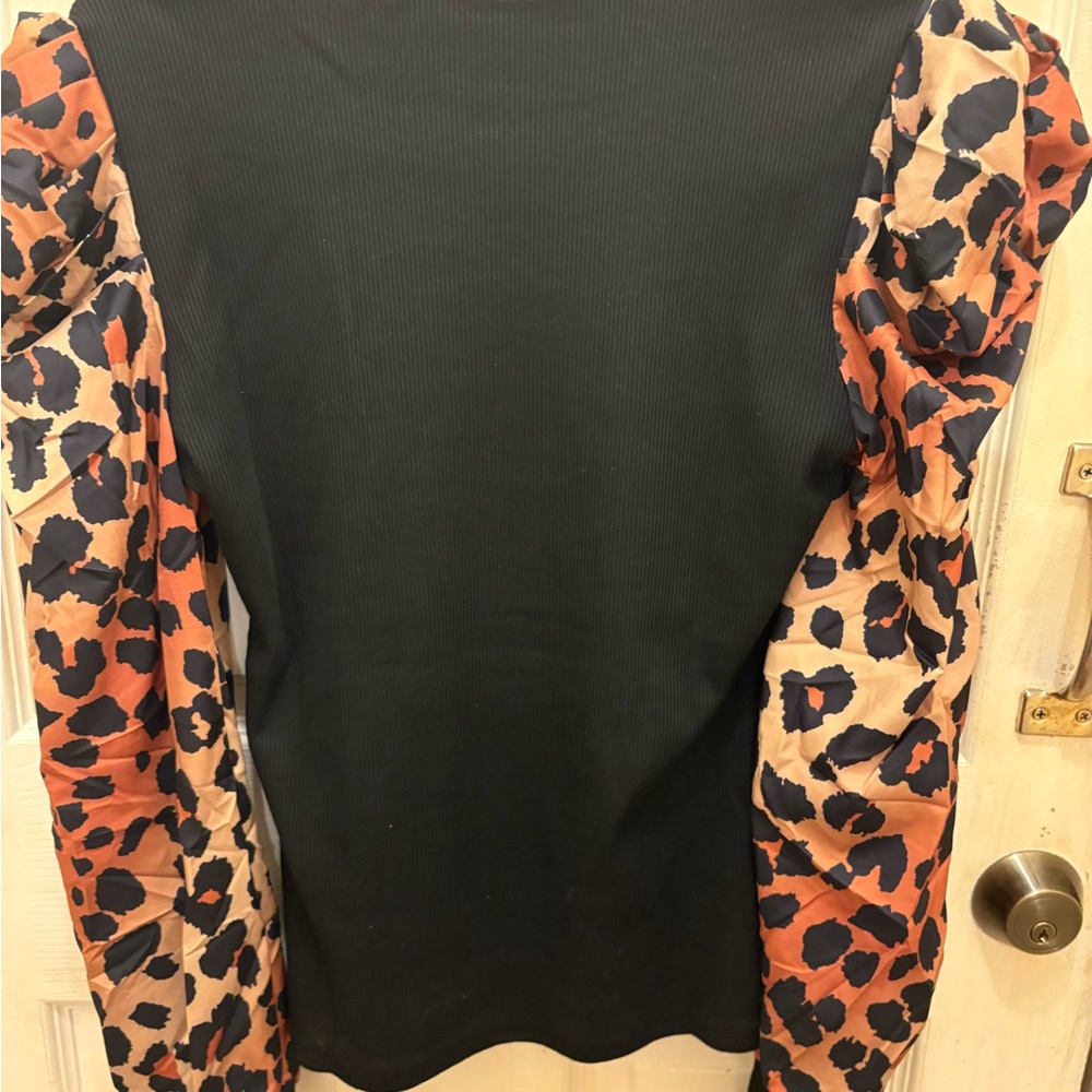 Too Fast Black and Brown Long Sleeve Blouse